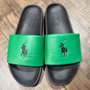 Polo by Ralph Lauren Cayson Men's Black and Green Slide Sandals